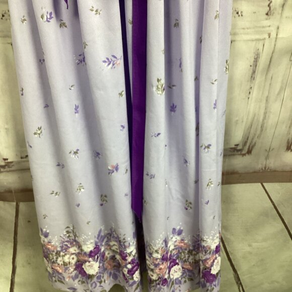 Vintage Cathy Sue Purple Floral Belted Dress 9/10 - Picture 5 of 10